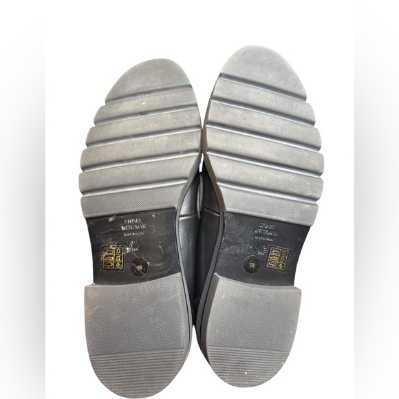 Stuart Weitzman Black Leather Pearl Stud Tassel Loafers Size 9B - Picture 4 of 8